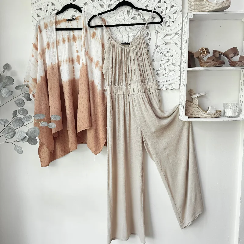 Keep it Casual Jumpsuit in Light Tan