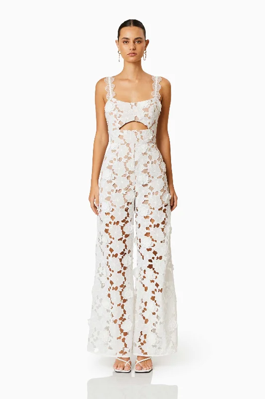 Windward Lace Jumpsuit In White